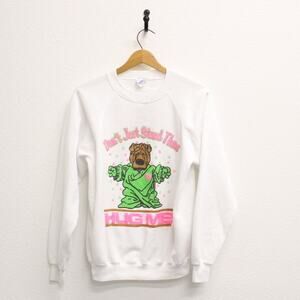 Vintage Don't Just Stand There Hug Me Puppy Dog Sweatshirt Large